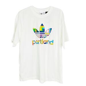 Adidas Pride Portland Tee Flag White Large Short Sleeves New